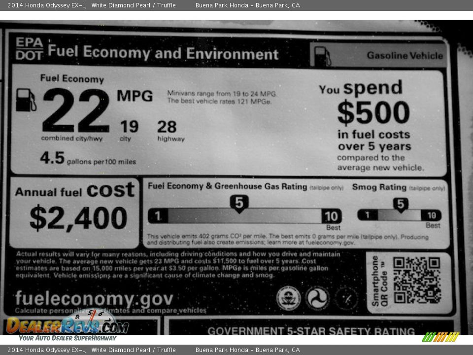 2014 Honda Odyssey EX-L White Diamond Pearl / Truffle Photo #26