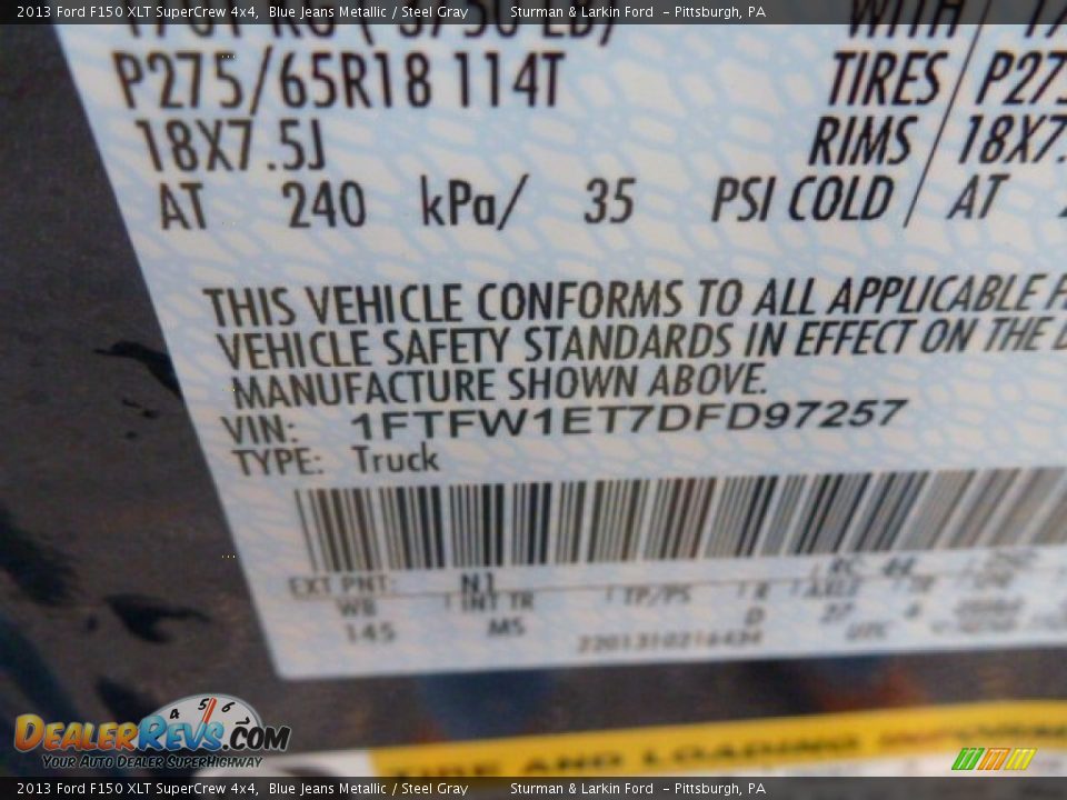 2013 Ford F150 XLT SuperCrew 4x4 Blue Jeans Metallic / Steel Gray Photo #12