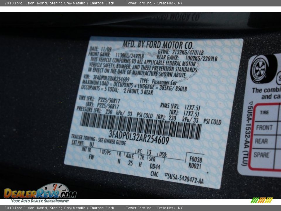 2010 Ford Fusion Hybrid Sterling Grey Metallic / Charcoal Black Photo #19