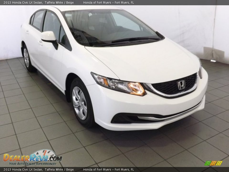 2013 Honda Civic LX Sedan Taffeta White / Beige Photo #1