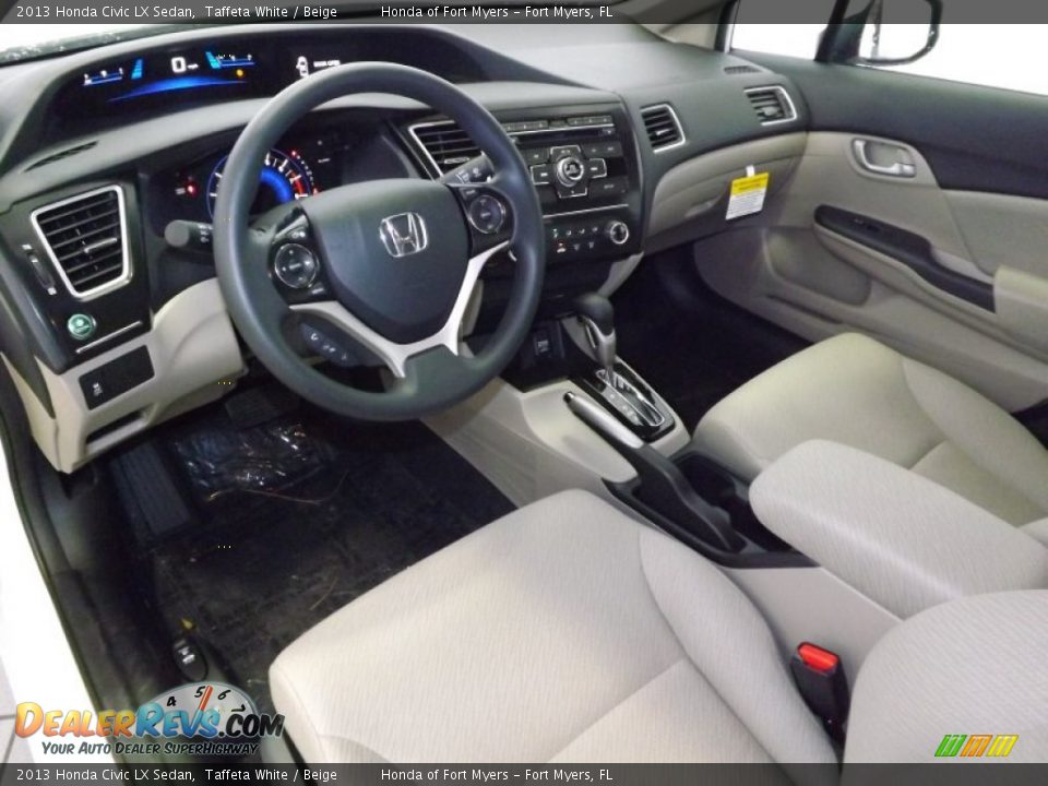 2013 Honda Civic LX Sedan Taffeta White / Beige Photo #11
