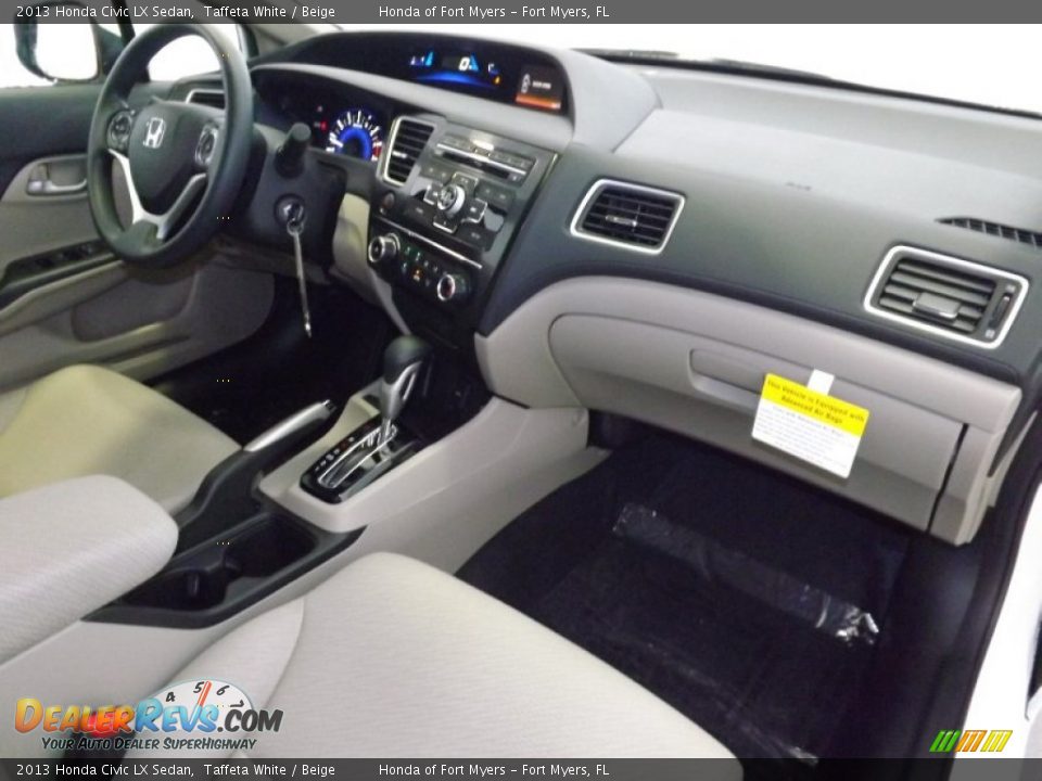 2013 Honda Civic LX Sedan Taffeta White / Beige Photo #30