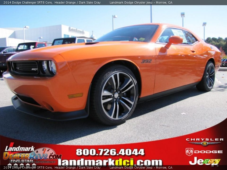 2014 Dodge Challenger SRT8 Core Header Orange / Dark Slate Gray Photo #1
