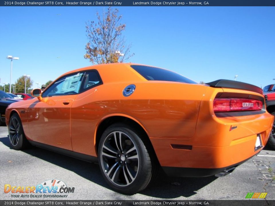 2014 Dodge Challenger SRT8 Core Header Orange / Dark Slate Gray Photo #2