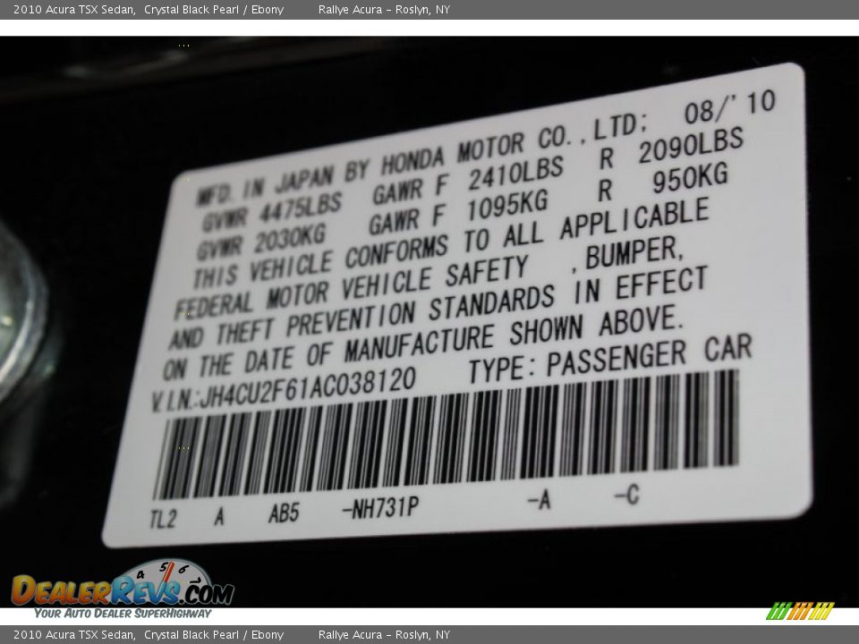 2010 Acura TSX Sedan Crystal Black Pearl / Ebony Photo #20