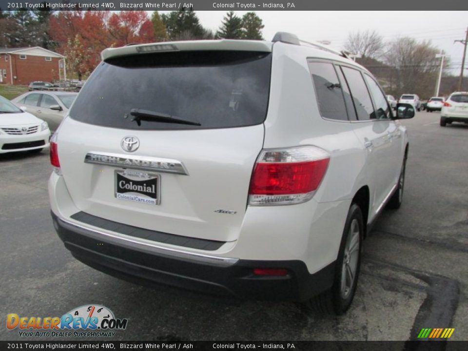 2011 Toyota Highlander Limited 4WD Blizzard White Pearl / Ash Photo #6