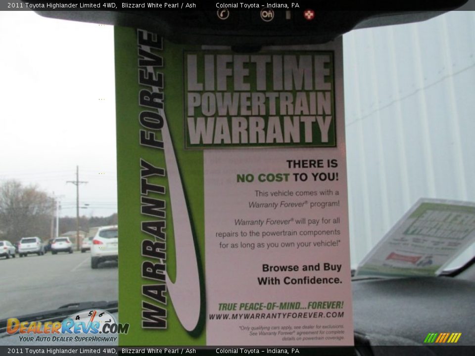 2011 Toyota Highlander Limited 4WD Blizzard White Pearl / Ash Photo #18
