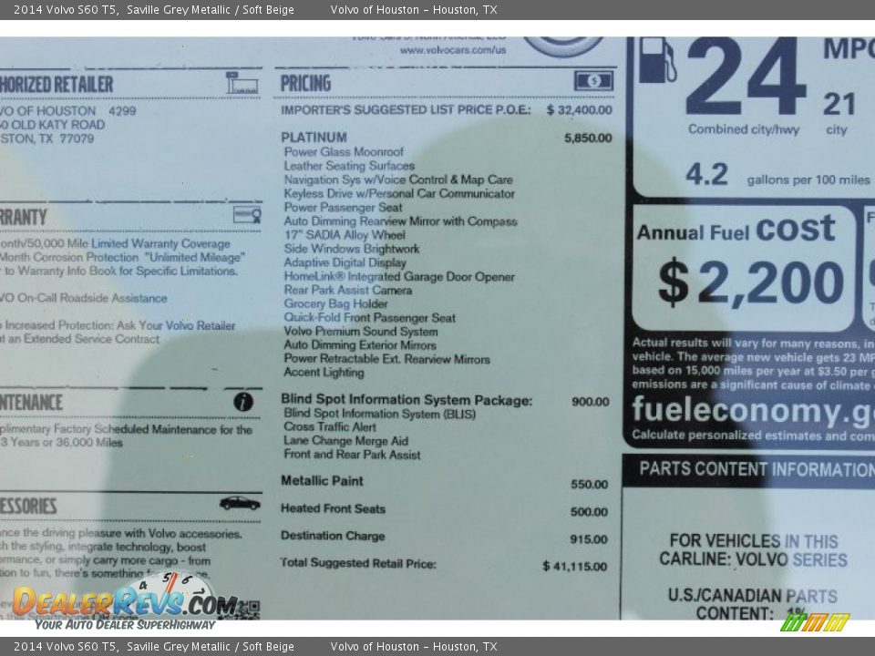 2014 Volvo S60 T5 Saville Grey Metallic / Soft Beige Photo #33
