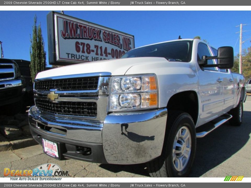 2009 Chevrolet Silverado 2500HD LT Crew Cab 4x4 Summit White / Ebony Photo #1