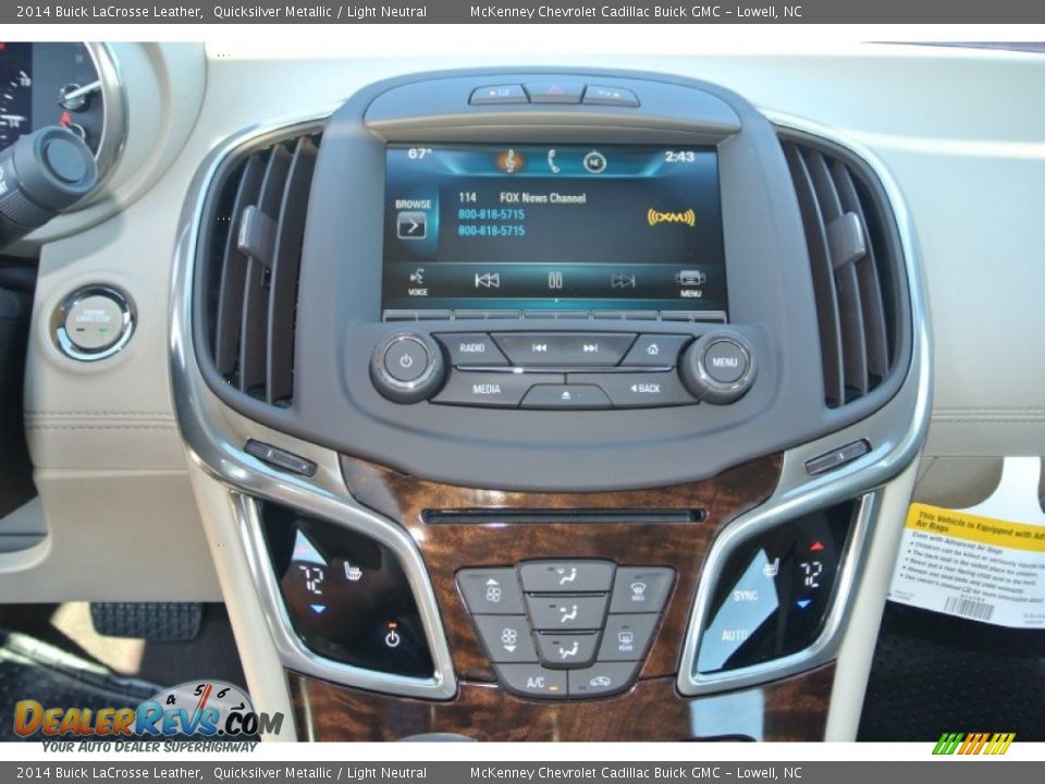 2014 Buick LaCrosse Leather Quicksilver Metallic / Light Neutral Photo #12