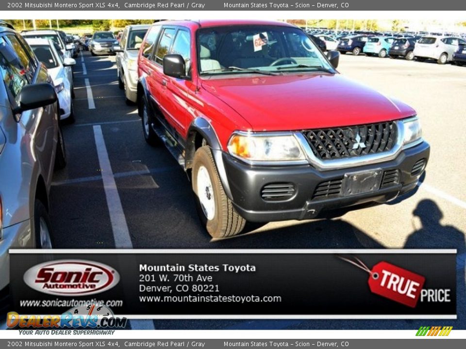 2002 Mitsubishi Montero Sport XLS 4x4 Cambridge Red Pearl / Gray Photo #1