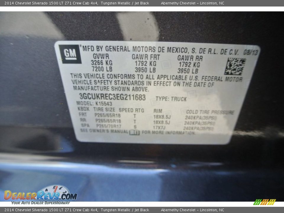 2014 Chevrolet Silverado 1500 LT Z71 Crew Cab 4x4 Tungsten Metallic / Jet Black Photo #7
