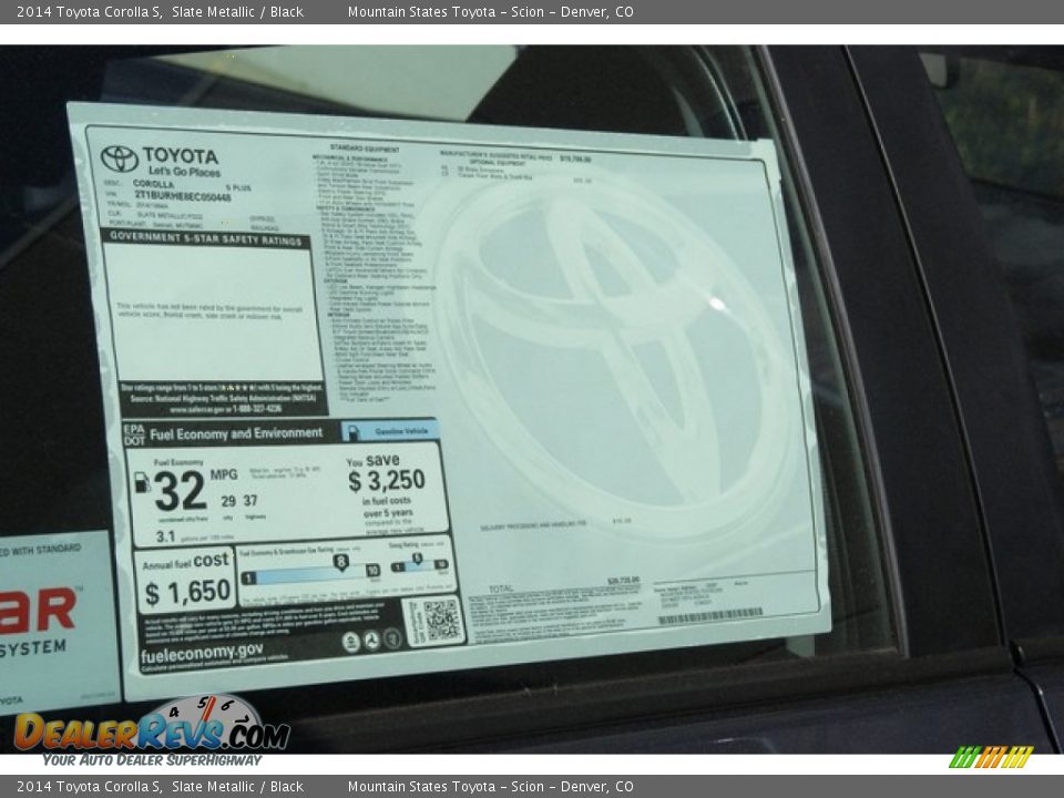 2014 Toyota Corolla S Slate Metallic / Black Photo #10