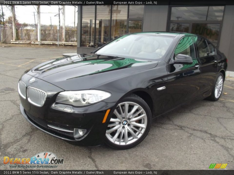 2011 BMW 5 Series 550i Sedan Dark Graphite Metallic / Oyster/Black Photo #1