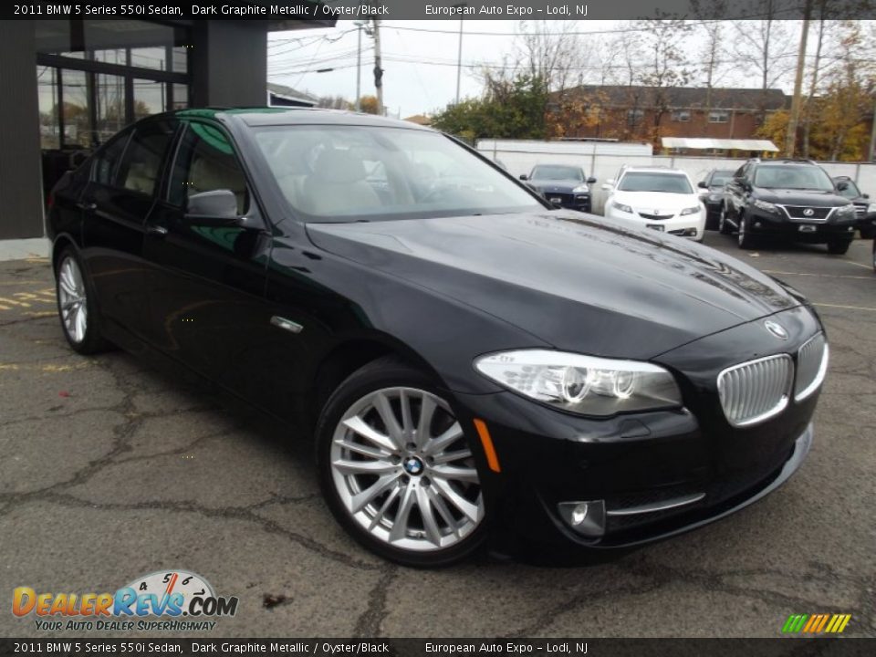 2011 BMW 5 Series 550i Sedan Dark Graphite Metallic / Oyster/Black Photo #2