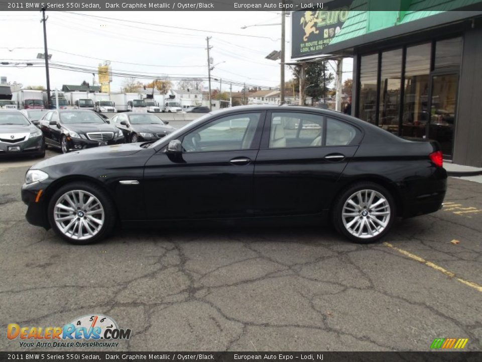 2011 BMW 5 Series 550i Sedan Dark Graphite Metallic / Oyster/Black Photo #6