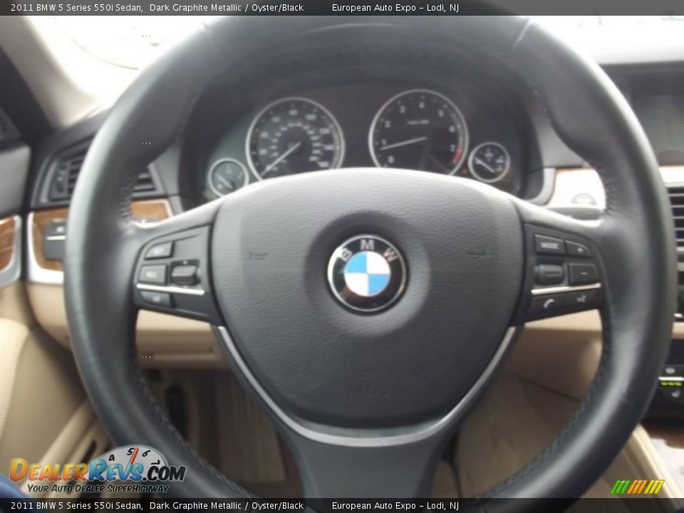 2011 BMW 5 Series 550i Sedan Dark Graphite Metallic / Oyster/Black Photo #21