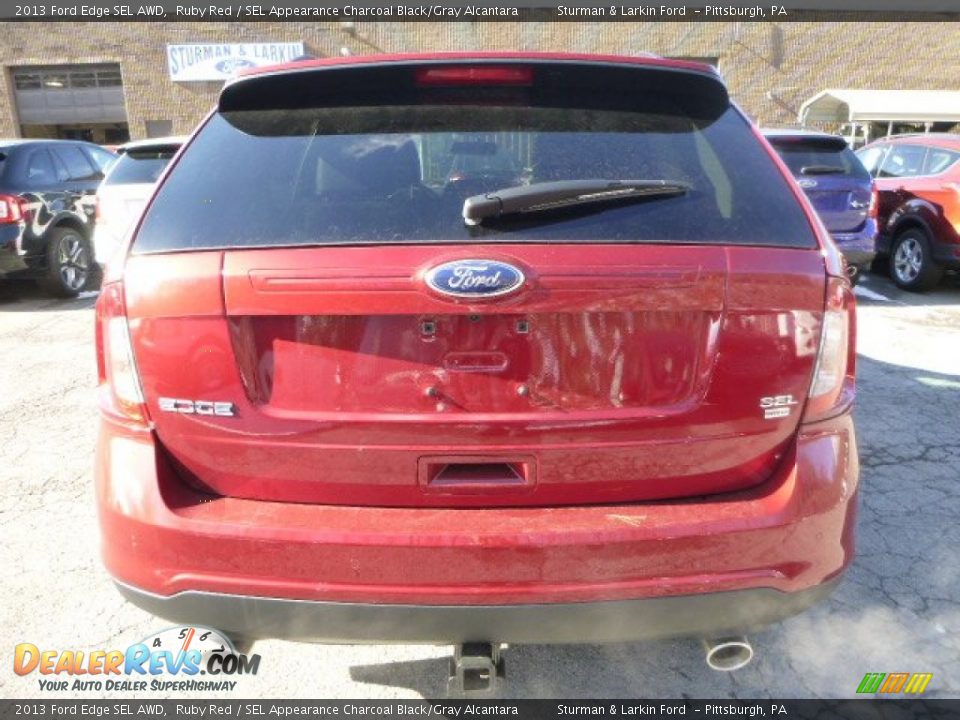 2013 Ford Edge SEL AWD Ruby Red / SEL Appearance Charcoal Black/Gray Alcantara Photo #3