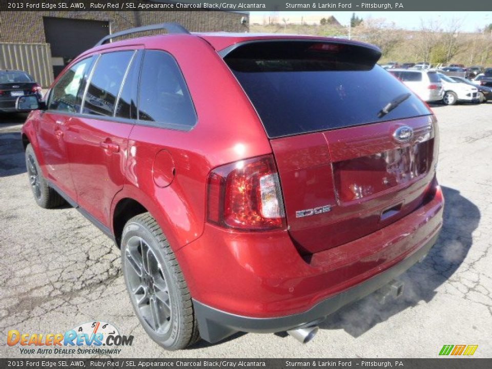 2013 Ford Edge SEL AWD Ruby Red / SEL Appearance Charcoal Black/Gray Alcantara Photo #4