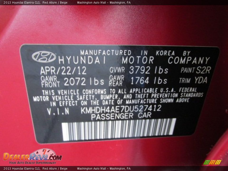 2013 Hyundai Elantra GLS Red Allure / Beige Photo #19