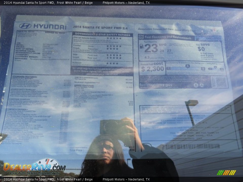 2014 Hyundai Santa Fe Sport FWD Frost White Pearl / Beige Photo #36