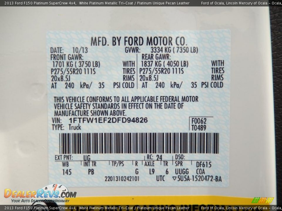 2013 Ford F150 Platinum SuperCrew 4x4 White Platinum Metallic Tri-Coat / Platinum Unique Pecan Leather Photo #13