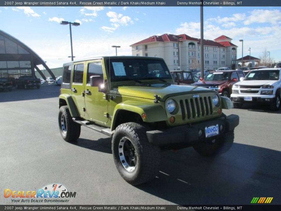 2007 Jeep Wrangler Unlimited Sahara 4x4 Rescue Green Metallic / Dark Khaki/Medium Khaki Photo #1