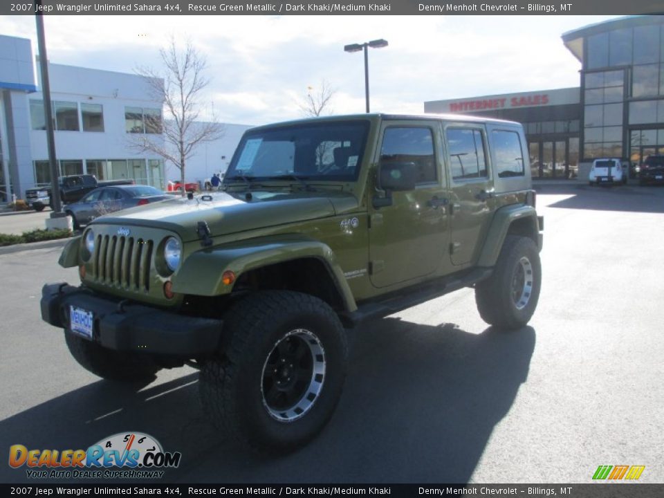 2007 Jeep Wrangler Unlimited Sahara 4x4 Rescue Green Metallic / Dark Khaki/Medium Khaki Photo #2