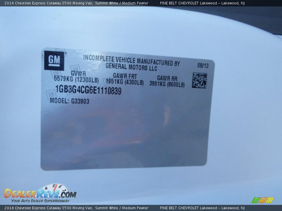 2014 Chevrolet Express Cutaway 3500 Moving Van Summit White / Medium Pewter Photo #19