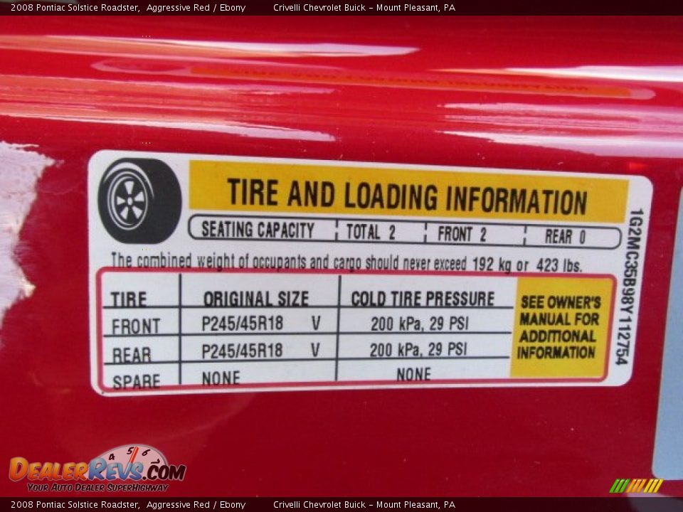 2008 Pontiac Solstice Roadster Aggressive Red / Ebony Photo #36