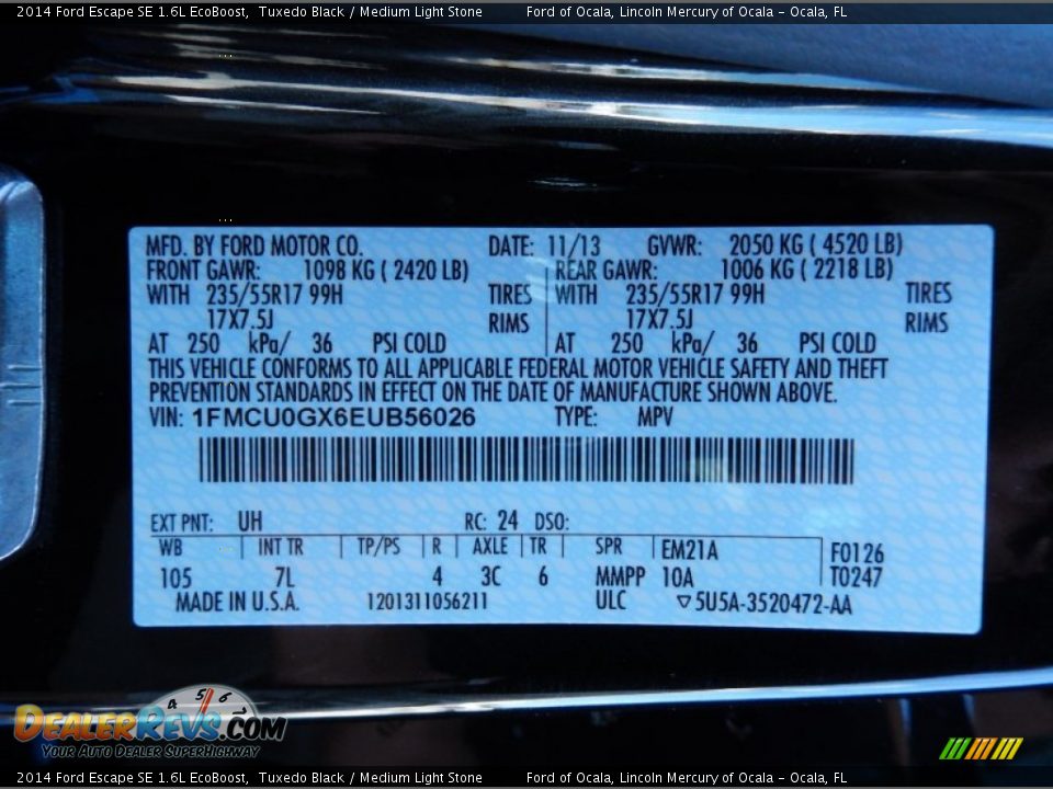 2014 Ford Escape SE 1.6L EcoBoost Tuxedo Black / Medium Light Stone Photo #12