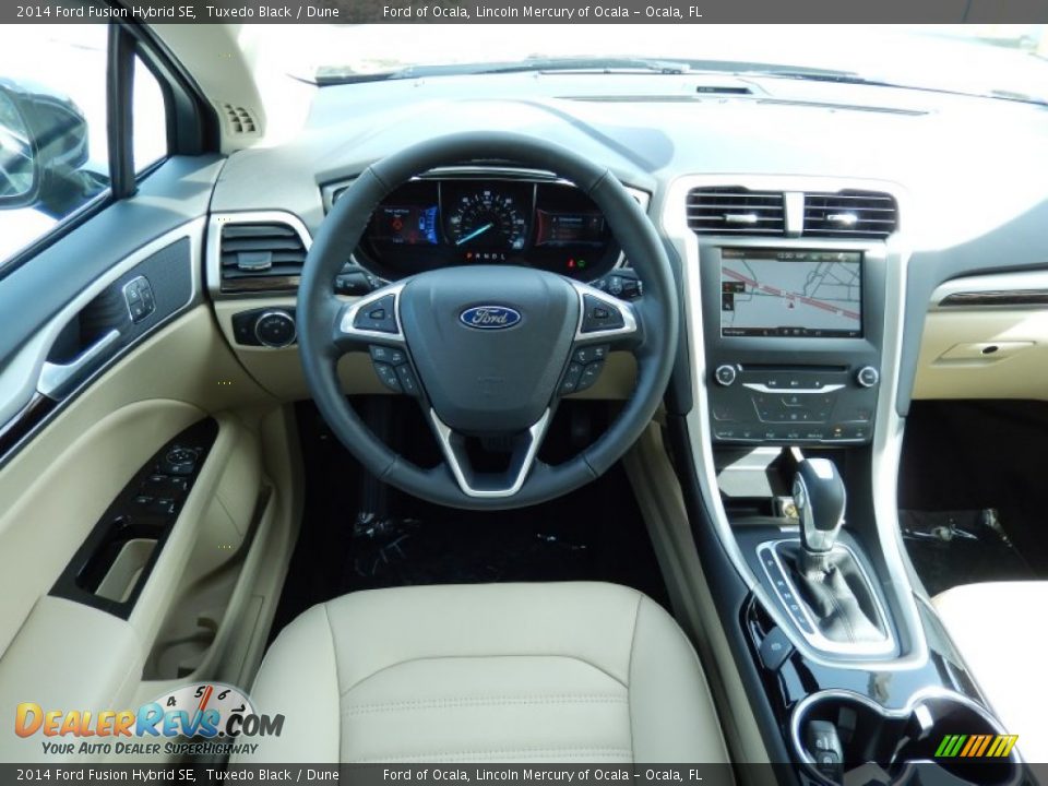 2014 Ford Fusion Hybrid SE Tuxedo Black / Dune Photo #9