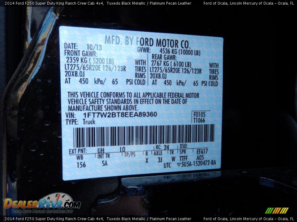 2014 Ford F250 Super Duty King Ranch Crew Cab 4x4 Tuxedo Black Metallic / Platinum Pecan Leather Photo #14