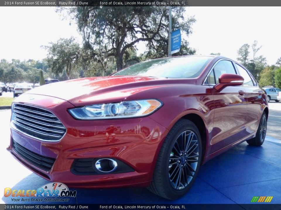 2014 Ford Fusion SE EcoBoost Ruby Red / Dune Photo #1