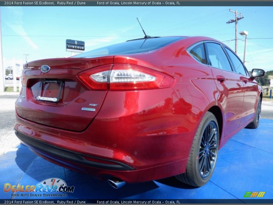 2014 Ford Fusion SE EcoBoost Ruby Red / Dune Photo #3