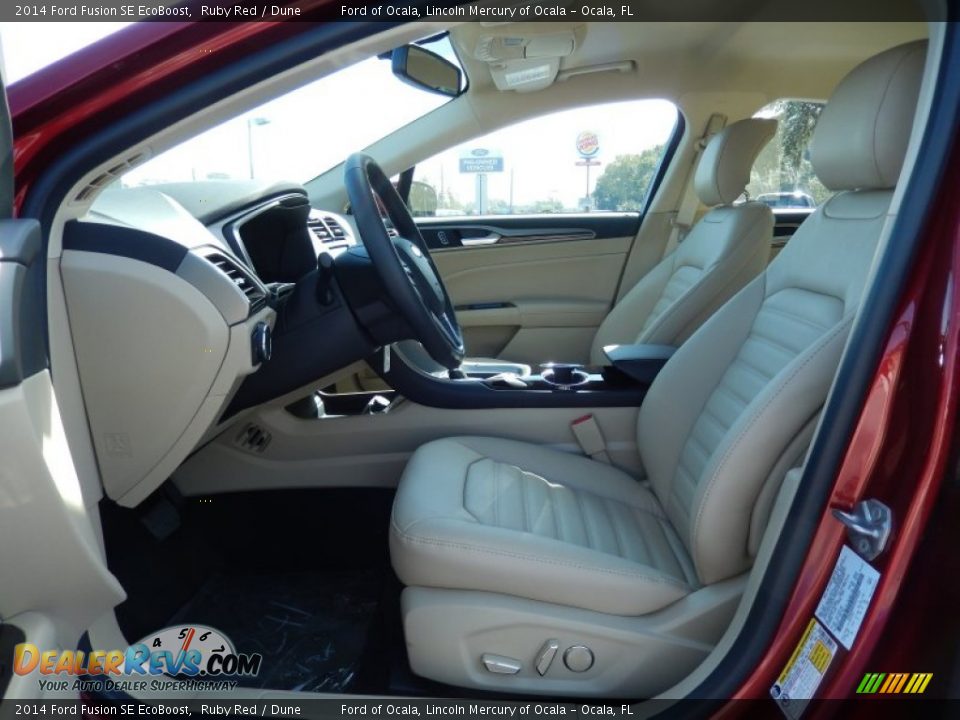 2014 Ford Fusion SE EcoBoost Ruby Red / Dune Photo #6