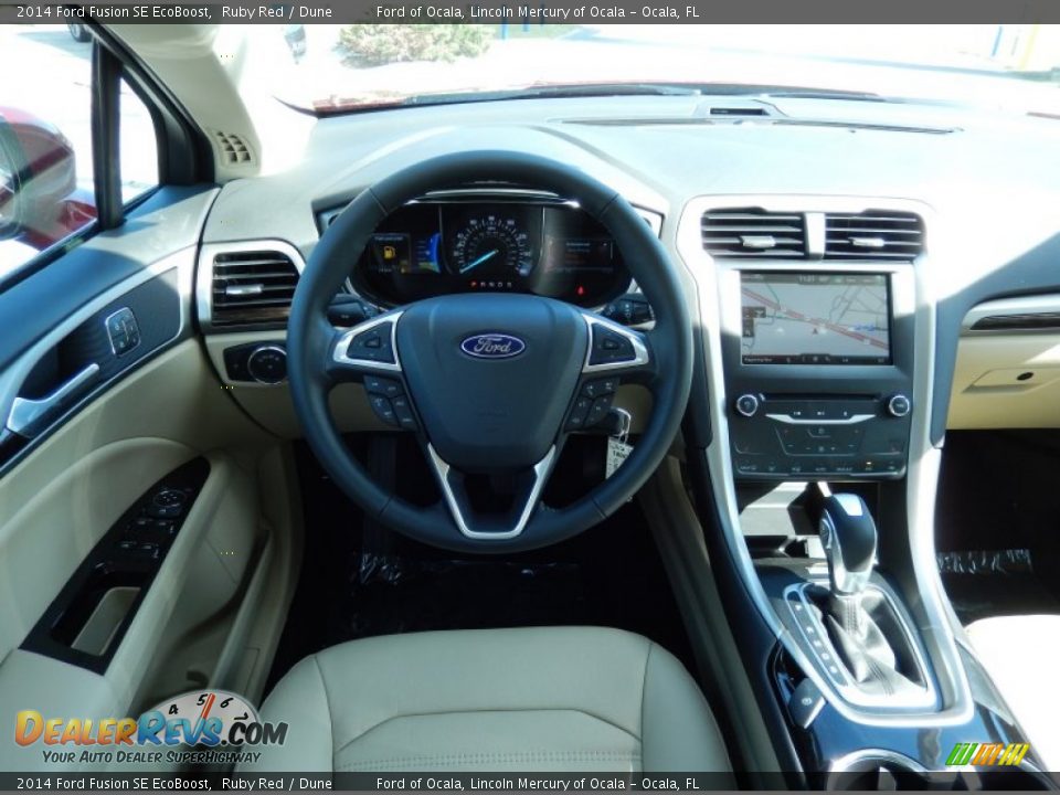 2014 Ford Fusion SE EcoBoost Ruby Red / Dune Photo #8