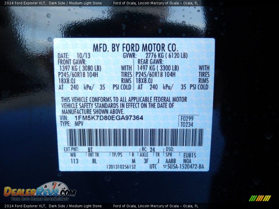 2014 Ford Explorer XLT Dark Side / Medium Light Stone Photo #13