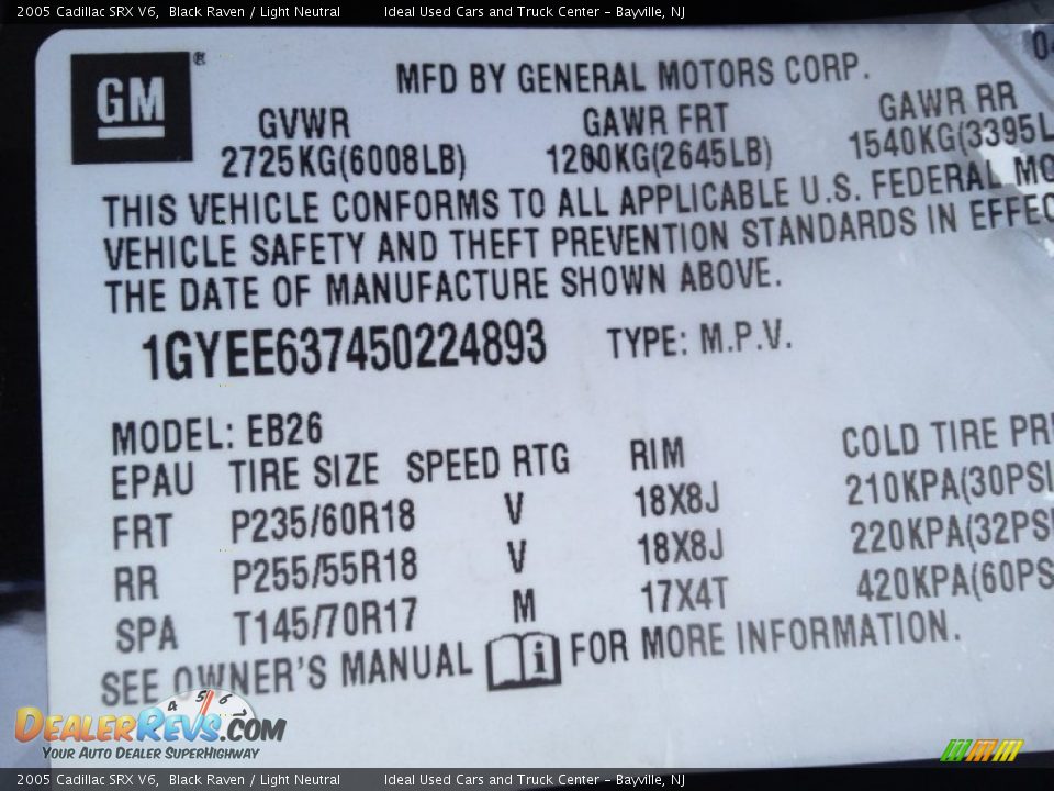 2005 Cadillac SRX V6 Black Raven / Light Neutral Photo #26