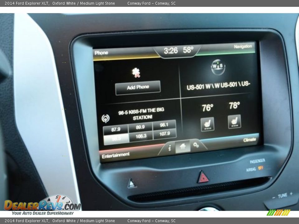 2014 Ford Explorer XLT Oxford White / Medium Light Stone Photo #26