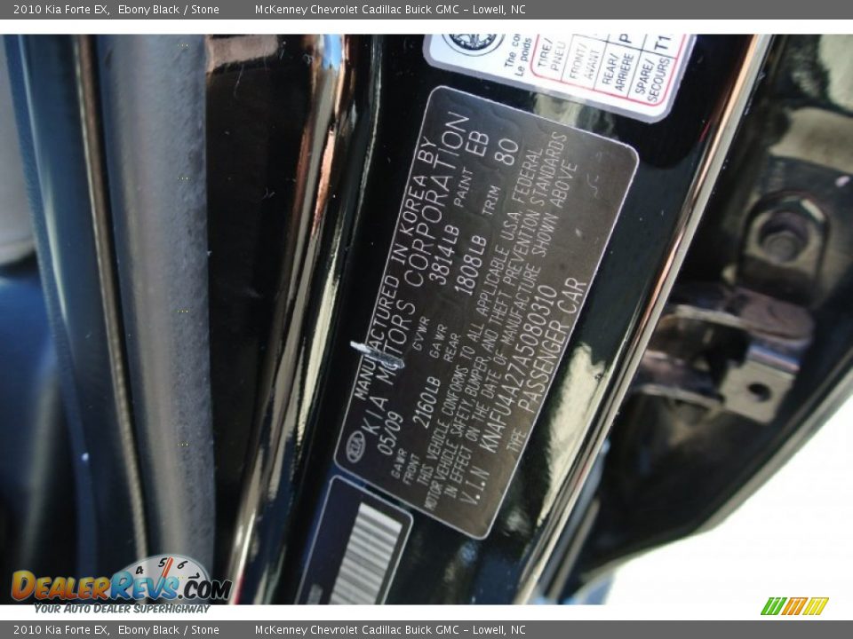 2010 Kia Forte EX Ebony Black / Stone Photo #7