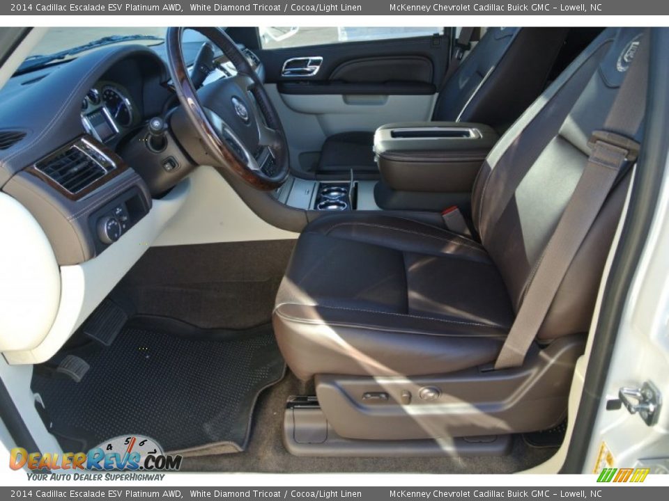 2014 Cadillac Escalade ESV Platinum AWD White Diamond Tricoat / Cocoa/Light Linen Photo #8