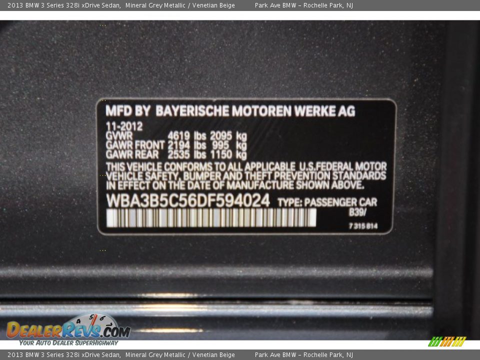 2013 BMW 3 Series 328i xDrive Sedan Mineral Grey Metallic / Venetian Beige Photo #32