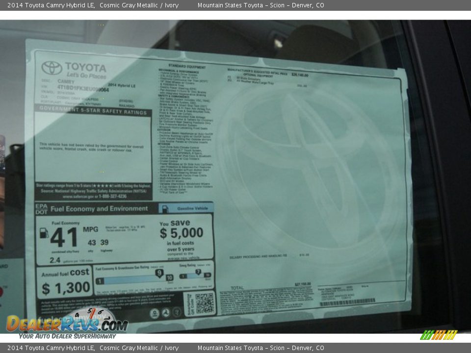 2014 Toyota Camry Hybrid LE Cosmic Gray Metallic / Ivory Photo #10