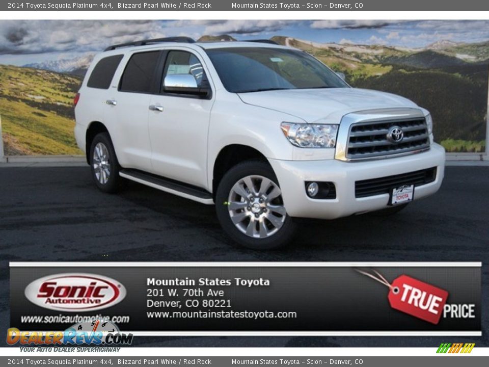 2014 Toyota Sequoia Platinum 4x4 Blizzard Pearl White / Red Rock Photo #1