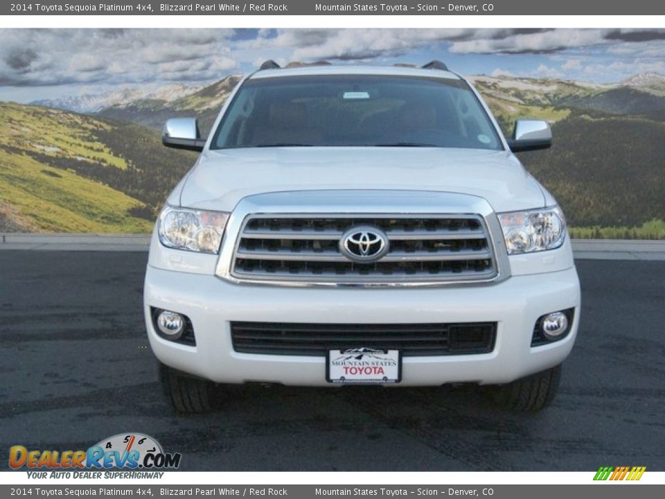2014 Toyota Sequoia Platinum 4x4 Blizzard Pearl White / Red Rock Photo #2