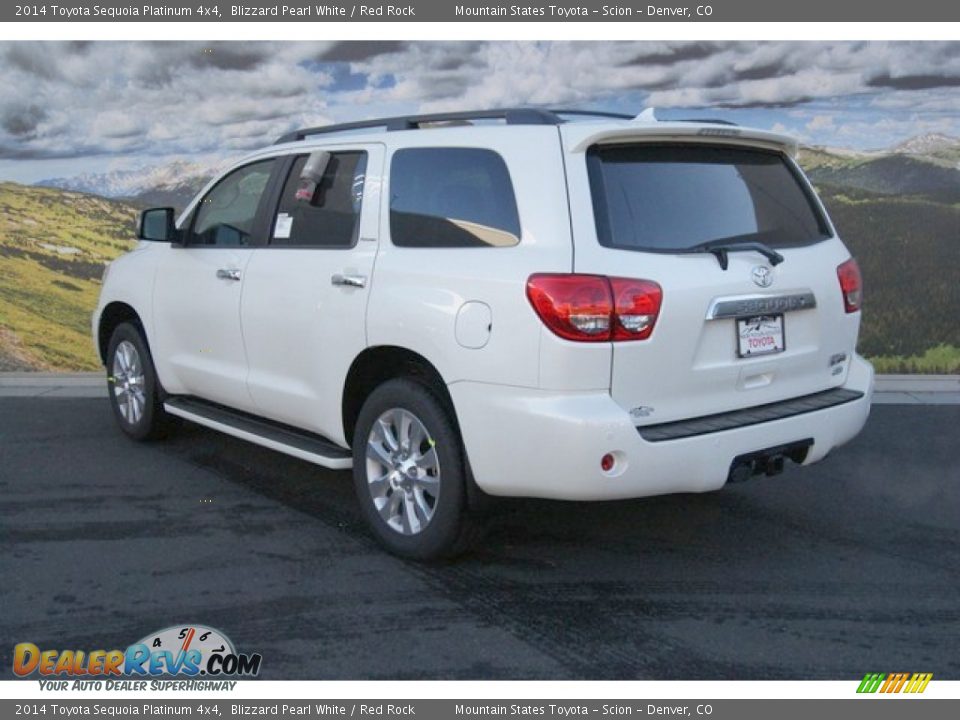 2014 Toyota Sequoia Platinum 4x4 Blizzard Pearl White / Red Rock Photo #3