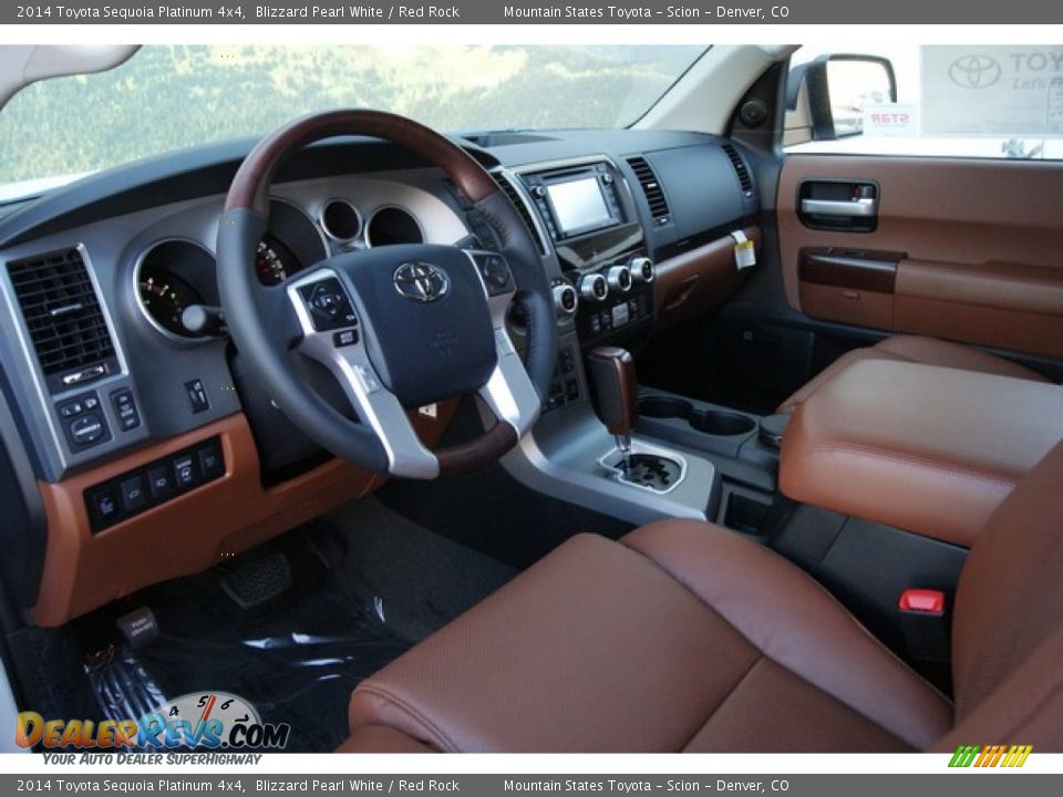 2014 Toyota Sequoia Platinum 4x4 Blizzard Pearl White / Red Rock Photo #5