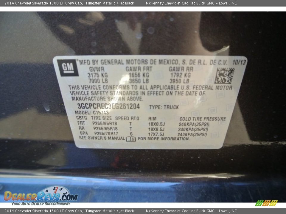 2014 Chevrolet Silverado 1500 LT Crew Cab Tungsten Metallic / Jet Black Photo #7