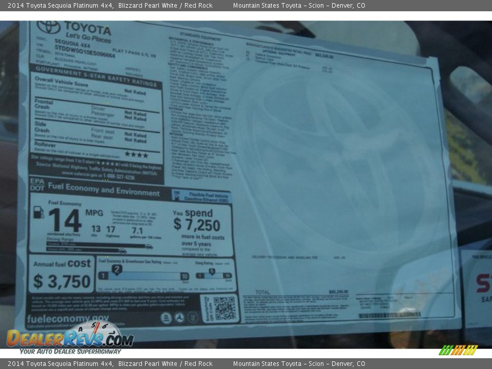 2014 Toyota Sequoia Platinum 4x4 Blizzard Pearl White / Red Rock Photo #12